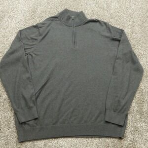Eddie Bauer Sweater Mens 2XLt Gray Half Zip Pullover Cotton Merino‎ Wool Blend